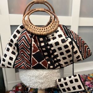 African Print & Rattan Bag